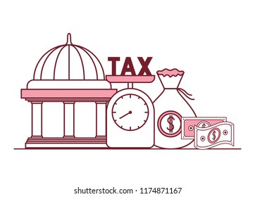 scale with taxes and set icons