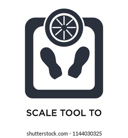 Scale tool to control body weight standing on it icon vector isolated on white background for your web and mobile app design, Scale tool to control body weight standing on it logo concept