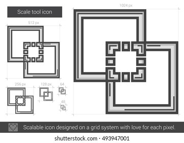 Scale tool vector line icon isolated on white background. Scale tool line icon for infographic, website or app. Scalable icon designed on a grid system.