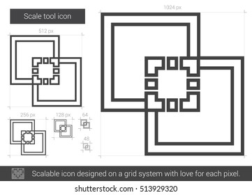 Scale tool vector line icon isolated on white background. Scale tool line icon for infographic, website or app. Scalable icon designed on a grid system.