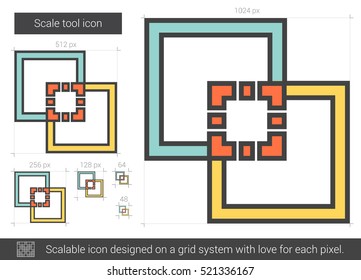 Scale tool vector line icon isolated on white background. Scale tool line icon for infographic, website or app. Scalable icon designed on a grid system.