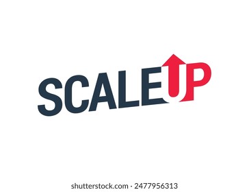 Scale Up Typografie mit Pfeilsymbol. einfach, modern, einzigartig. Vektorillustration