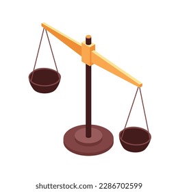 scale vector icon, justice, law, isometric flat icon. 3d vector illustrations.