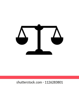 Scale vector icon, justice symbol. Simple, flat design for web or mobile app