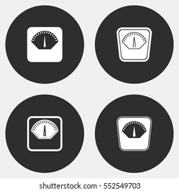 Scale vector icon. White illustration isolated on black background for graphic and web design.