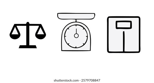 Scale vector icons set. Stock vector