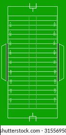 Scale Vector Illustration of an American football field.