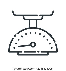 Scale vector line icon isolated on white transparent background. Cafe and turkish coffee Symbol.