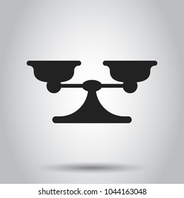 Scale weigher vector icon. Weigher, balance sign illustration. Business concept simple flat pictogram on isolated background.