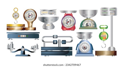 Scale weighing machine vector illustration, semi realistic design. Eps 10