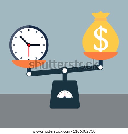 Scale weighing money and time.