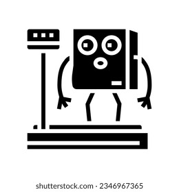scale weight cardboard box character glyph icon vector. scale weight cardboard box character sign. isolated symbol illustration