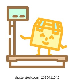 Maßstab Gewicht Karton Box Zeichen Symbol Vektorgrafik. Zeichenzeichen für Kartonschachteln mit Skalengewicht. einzelne Symbolillustration
