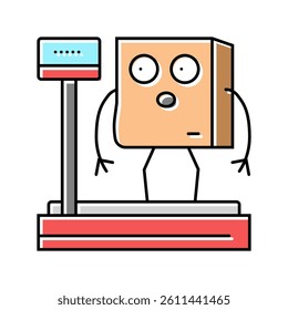 scale weight cardboard box character color icon vector. scale weight cardboard box character sign. isolated symbol illustration