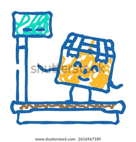scale weight cardboard box character doodle icon sketch vector. scale weight cardboard box character sign. isolated symbol illustration