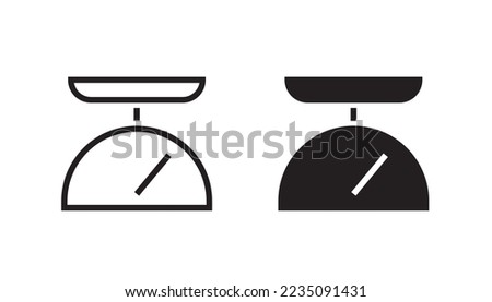 Scale weight icon line art pictogram clipart vector or kitchen food weigh graphic thin outline linear stroke silhouette shape, retro simple libra measurement tool black and white symbol clip art image