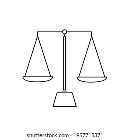 Scale and weight instrument icon outline design isolated. balance scales symbol thin.justice