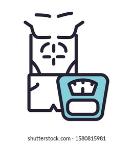 scale weight measure with strong man body vector illustration design