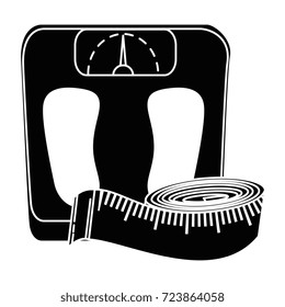 scale weight with tape measure icon