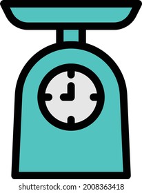 scale with white background. scale is a symbol of bakery .colour line icon.