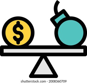 scale with white background. scale is a symbol of banking .colour line icon.