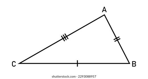 Scalene triangle shape in geometry. Mathematics resources for teachers. Vector illustration isolated on white background.