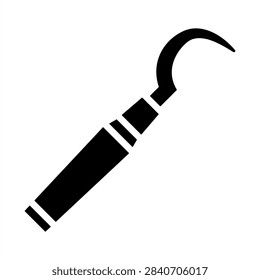 Scaler Tool Icon - Solid Black Glyph Icons For Dental Health and Medical Care