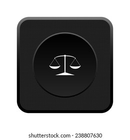 Scales balance  black square plastic button, vector, EPS 10