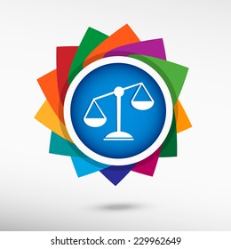 Scales balance icon.  Flat design style 