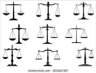 Scales balance icon set. Vector illustration