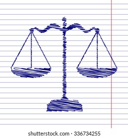Scales balance icon. Vector illustration with pen effect 