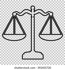 Scales balance line vector icon on transparent background