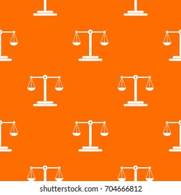 Scales balance pattern repeat seamless in orange color for any design. Vector geometric illustration