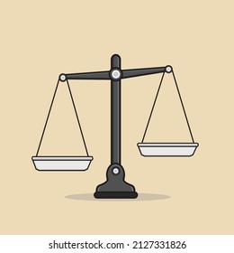 Scales Balance Vector Icon Illustration. Bowls Of Scales Flat Icon illustration background