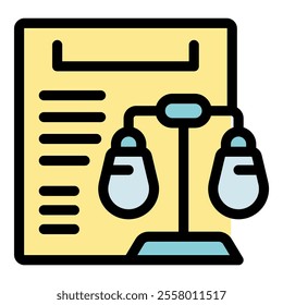 Scales balancing weights representing equality, fairness, and justice, positioned next to a legal document, symbolizing the role of law in maintaining balance and upholding rights