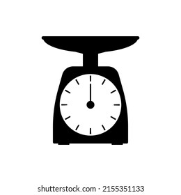 Scales black icon. Household scales. Vector illustration. Scales with measure scale.