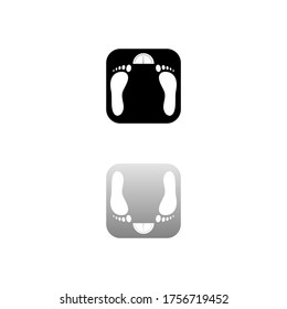 Scales. Black symbol on white background. Simple illustration. Flat Vector Icon. Mirror Reflection Shadow. Can be used in logo, web, mobile and UI UX project
