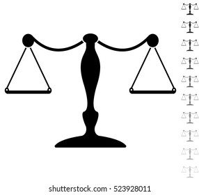 Scales - black vector icon and ten icons in  shades of grey