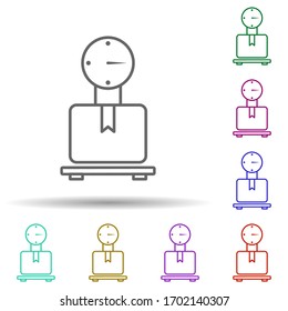 Scales Box Waren mehrfarbiges Symbol. Einfache dünne Linie, Vektorillustration der Logistiksymbole für i und ux, Website oder mobile Applikationen