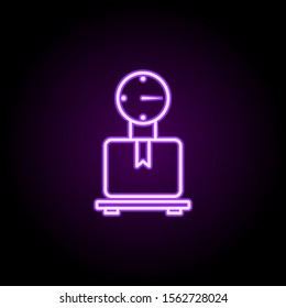 scales box goods neon icon. Simple thin line, outline vector of logistics icons for ui and ux, website or mobile application
