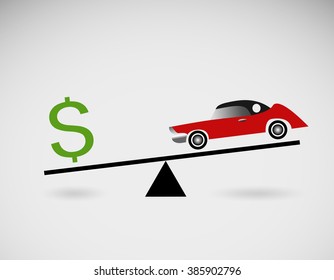 Scales with car and dollar