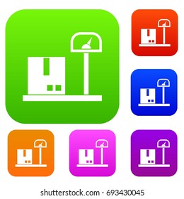 Scales for cargo set icon in different colors isolated vector illustration. Premium collection