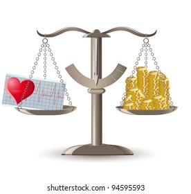 scales choice health or money vector illustration
