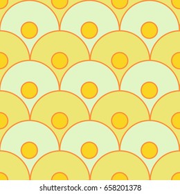 scales of circle and dots seamless pattern in yellow shades