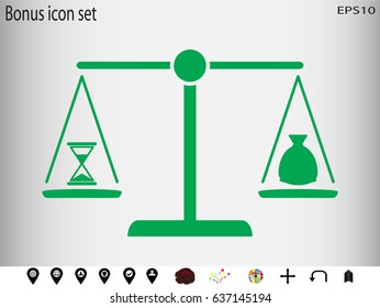 scales, clock, currency, icon, vector illustration eps10