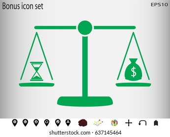 scales, clock, currency, icon, vector illustration eps10