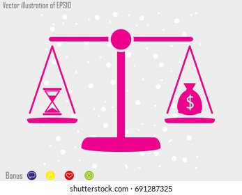 scales, clock, currency, icon, vector illustration eps10