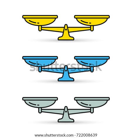 Scales color Icon set. Vector isolated simple flat illustration.
