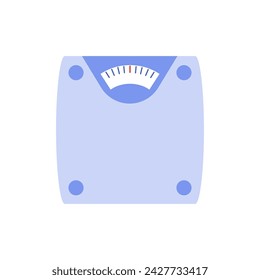 Scales to control weight during diet, top view of analog bathroom device vector illustration