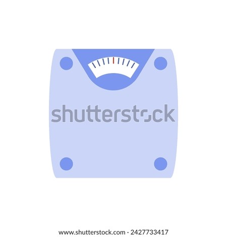 Scales to control weight during diet, top view of analog bathroom device vector illustration